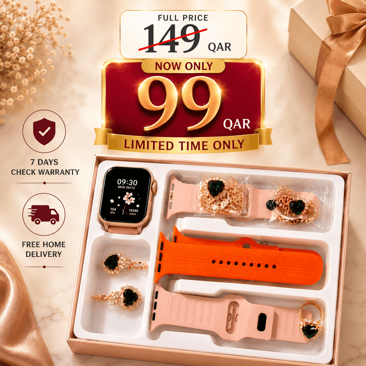 Luxury Women's Smart Watch 5-in-1 Gift Set