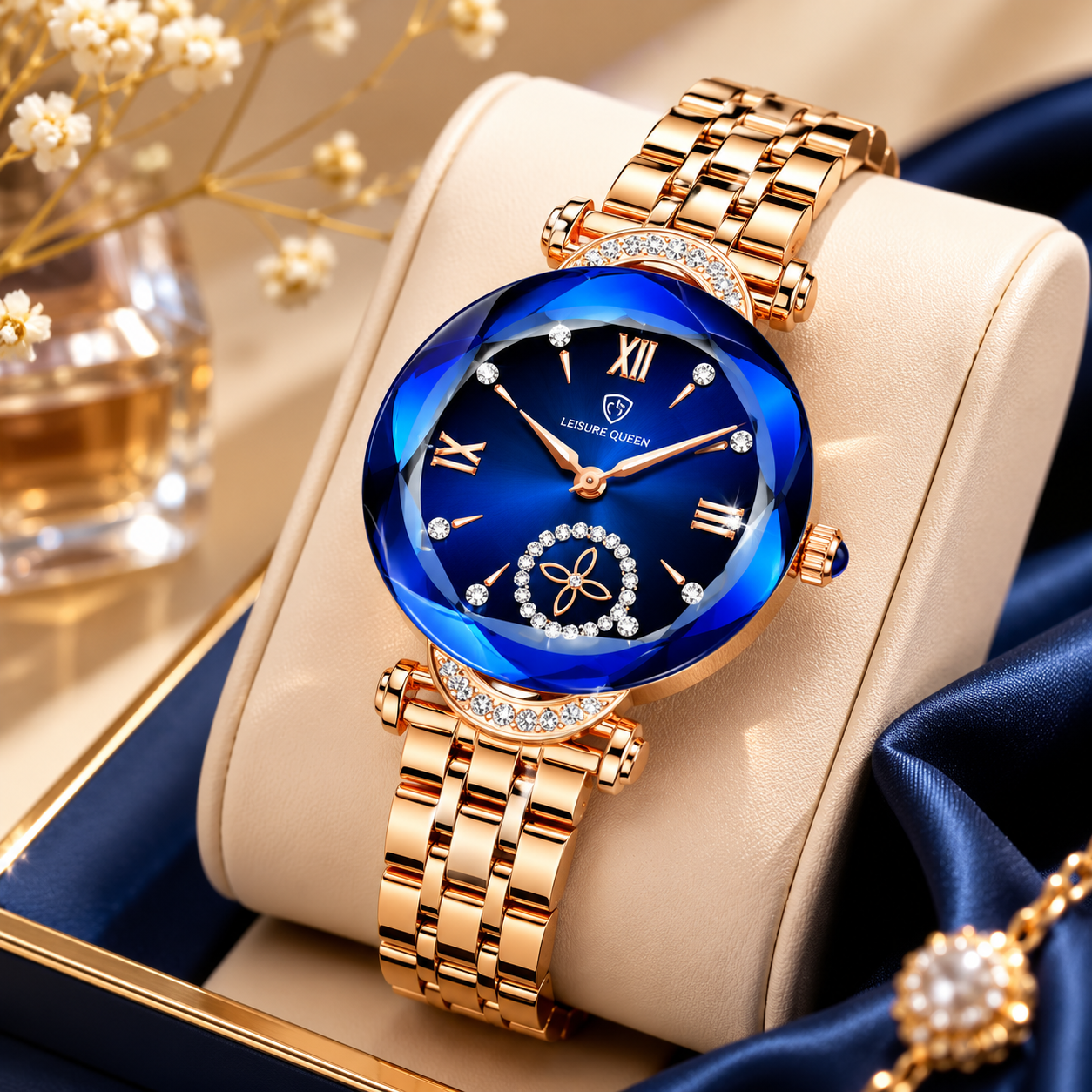 Crystal Blue Dial Women's Luxury Watch