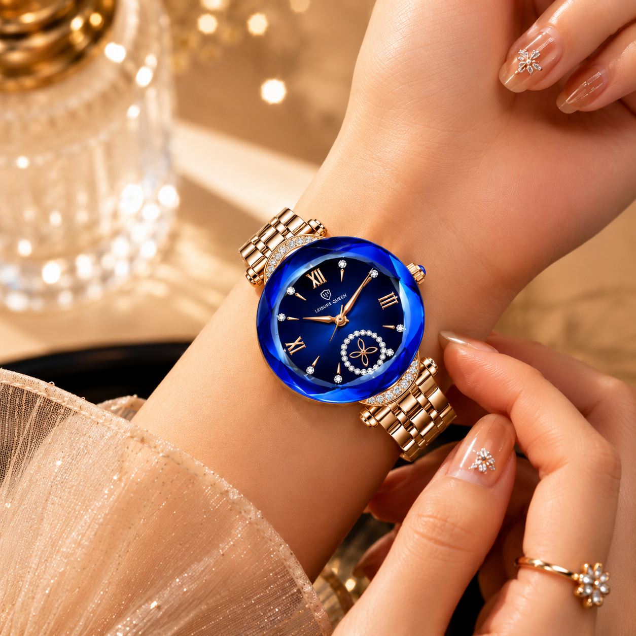 Crystal Blue Dial Women's Luxury Watch
