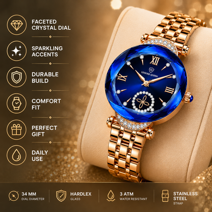 Crystal Blue Dial Women's Luxury Watch