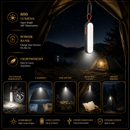 Portable LED Light with Power Bank | Camping & Emergency Light