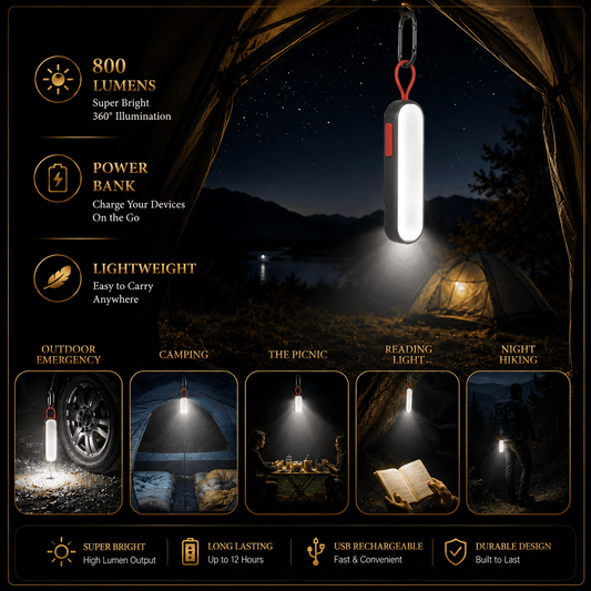 Portable LED Light with Power Bank | Camping & Emergency Light